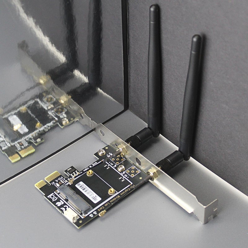 GLOTRENDS WA02 Mini PCIe to PCIe X1 WiFi Bluetooth Adapter for Mini PCIe WiFi 4/5/6/6e Module/Coral TPU Module, with 3.5-dBi SMA Antenna Kits - Image 3